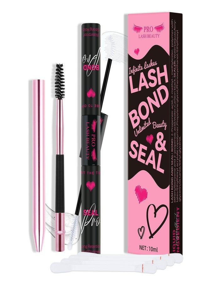 برو لاش بيوتي غراء ومثبت الرموش من برولاش بيوتي، غراء ومثبت الرموش العنقودية المقاوم للماء، غراء ومثبت الرموش العنقودية لتركيب الرموش بنفسك، مقاوم للماء، تثبيت قوي (5 مل + 5 مل، لاصق شفاف ومثبت شفاف) - Image 1